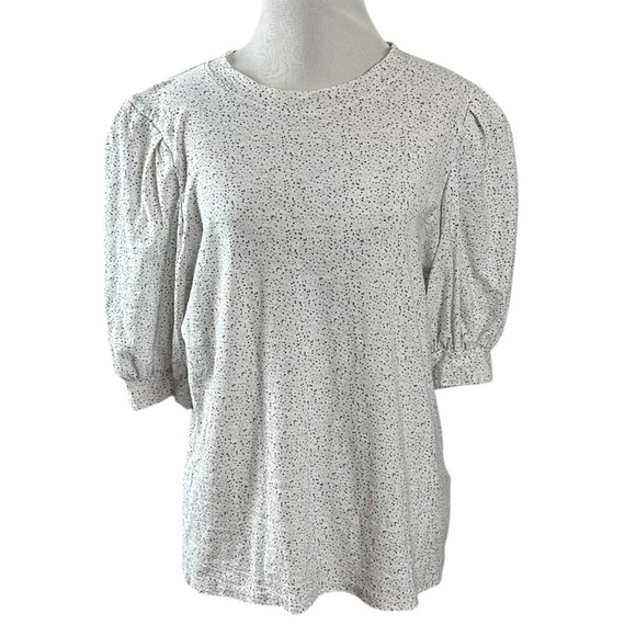 Nation LTD Rimma Exaggerated Sleeve Tee White Dotty Print XL XXL Puff Sleeve - Picture 3 of 17